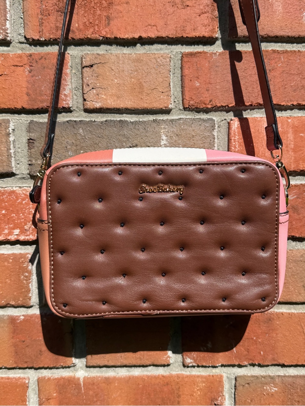Shoe Bakery Neapolitan Ice Cream Sandwich Faux Leather Crossbody Bag